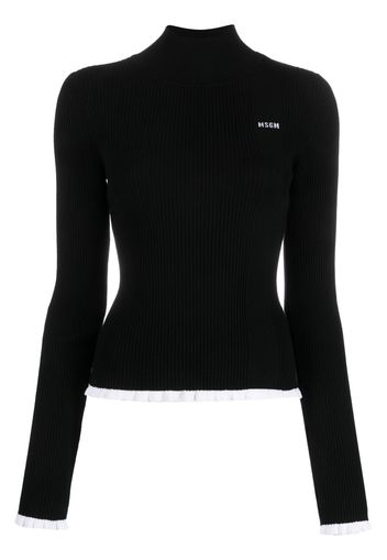 MSGM intarsia-knit logo ruffled-trim jumper - Schwarz