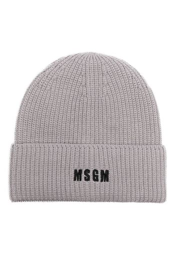 MSGM logo-embroidered ribbed-knit beanie - Grau