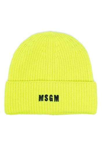 MSGM logo-embroidered ribbed-knit beanie - Gelb