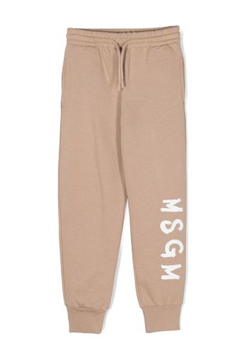 MSGM Kids logo-print cotton track pants - Nude