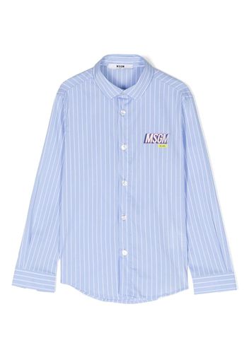 MSGM Kids logo-print striped shirt - Blau