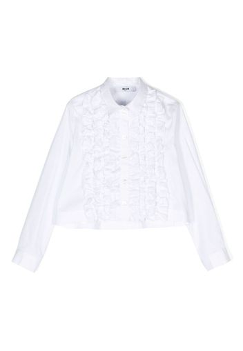 MSGM Kids cropped ruffled cotton shirt - Weiß