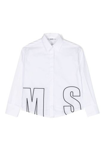 MSGM Kids logo-embroidered cotton shirt - Weiß