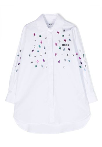 MSGM Kids logo-print crystal-embellished shirt - Weiß