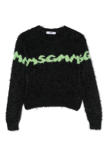 MSGM Kids logo intarsia-knit brushed jumper - Schwarz