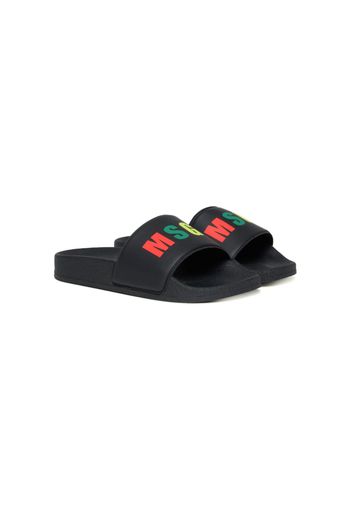 MSGM Kids logo-print slides - Schwarz