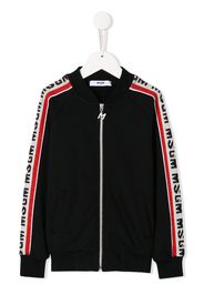 MSGM Kids Sweatshirtjacke mit Streifen - Schwarz