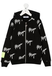 MSGM Kids Kapuzenjacke mit Logo-Print - Schwarz