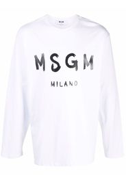 MSGM Langarmshirt mit Logo - Weiß