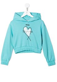 MSGM Kids logo-print pullover hoodie - Blau