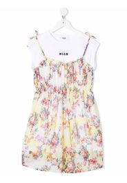 MSGM Kids floral-print cotton T-shirt dress - Gelb