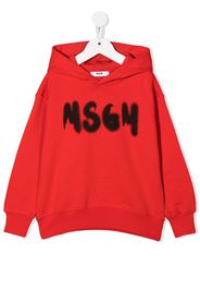 MSGM Kids logo-print pullover hoodie - Rot