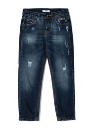 MSGM Kids embroidered-logo distressed-finish jeans - Blau