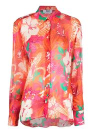 MSGM floral-print crepe shirt - Orange