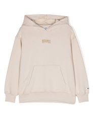 MSGM Kids logo-print cotton hoodie - Nude