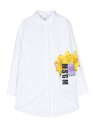 MSGM Kids floral-print shirt dress - Weiß