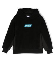 MSGM Kids logo-embroidered teddy hoodie - Schwarz