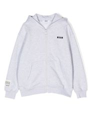 MSGM Kids logo-print long-sleeve hoodie - Grau