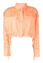 MSGM broderie-anglaise cropped shirt - Orange