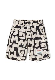 MSGM Kids graffiti logo-print shorts - Nude