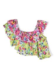 MSGM Kids floral-print ruffled blouse - Grün