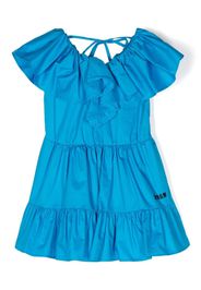 MSGM Kids tiered ruffle-trim dress - Blau