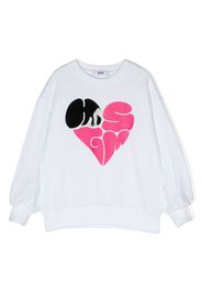 MSGM Kids heart logo-print sweatshirt - Weiß