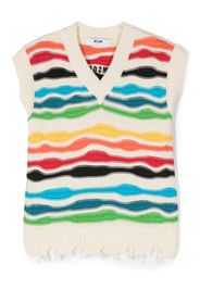 MSGM Kids multicolour distressed knitted vest - Nude