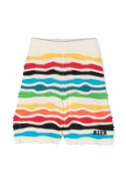MSGM Kids multicolour distressed knitted shorts - Nude