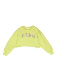 MSGM Kids floral sequin-embellished crew neck sweatshirt - Grün