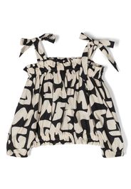 MSGM Kids ruffle logo-print crop-top - Nude