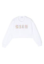MSGM Kids floral sequin-embellished crew neck sweatshirt - Weiß