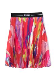 MSGM Kids logo-waistband pleated skirt - Rosa