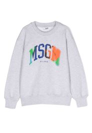 MSGM Kids Sweatshirt mit Logo-Print - Grau