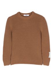 MSGM Kids intarsia-knit logo crew-neck jumper - Braun