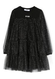 MSGM Kids glitter-embellished flared dress - Schwarz