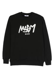 MSGM Kids logo-print cotton sweatshirt - Schwarz