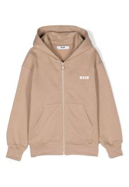 MSGM Kids logo-print zip-up hoodie - Nude