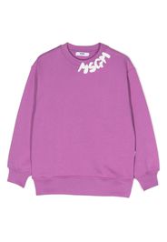 MSGM Kids logo-print cotton sweatshirt - Violett