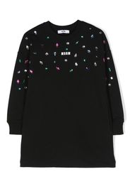 MSGM Kids crystal-embellished sweatshirt dress - Schwarz
