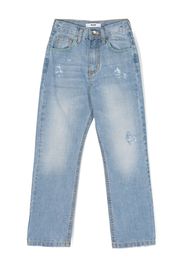 MSGM Kids distressed-effect straight-leg jeans - Blau