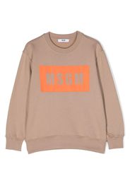 MSGM Kids logo-print cotton sweatshirt - Nude