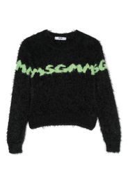 MSGM Kids logo intarsia-knit brushed jumper - Schwarz
