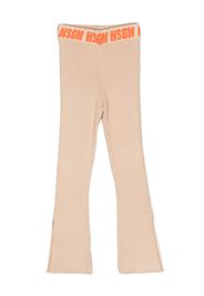 MSGM Kids logo-print ribbed trousers - Nude