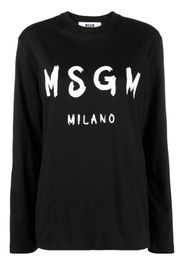 MSGM logo-print long-sleeve cotton T-shirt - Schwarz