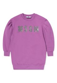 MSGM Kids crystal-embellished cotton dress - Violett
