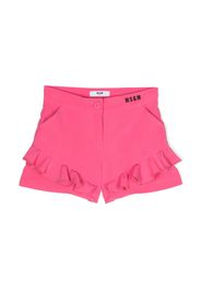 MSGM Kids Gerüschte Shorts mit Logo-Stickerei - Rosa