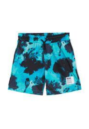 MSGM Kids Badeshorts mit Aquarell-Print - Blau