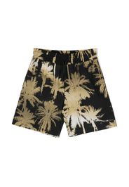 MSGM Kids palm tree-print bermuda shorts - Schwarz
