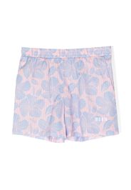 MSGM Kids Hawaiian floral-print elasticated shorts - Rosa